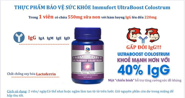 Thành phần có trong Sữa non Immufort Ultraboost Colostrum
